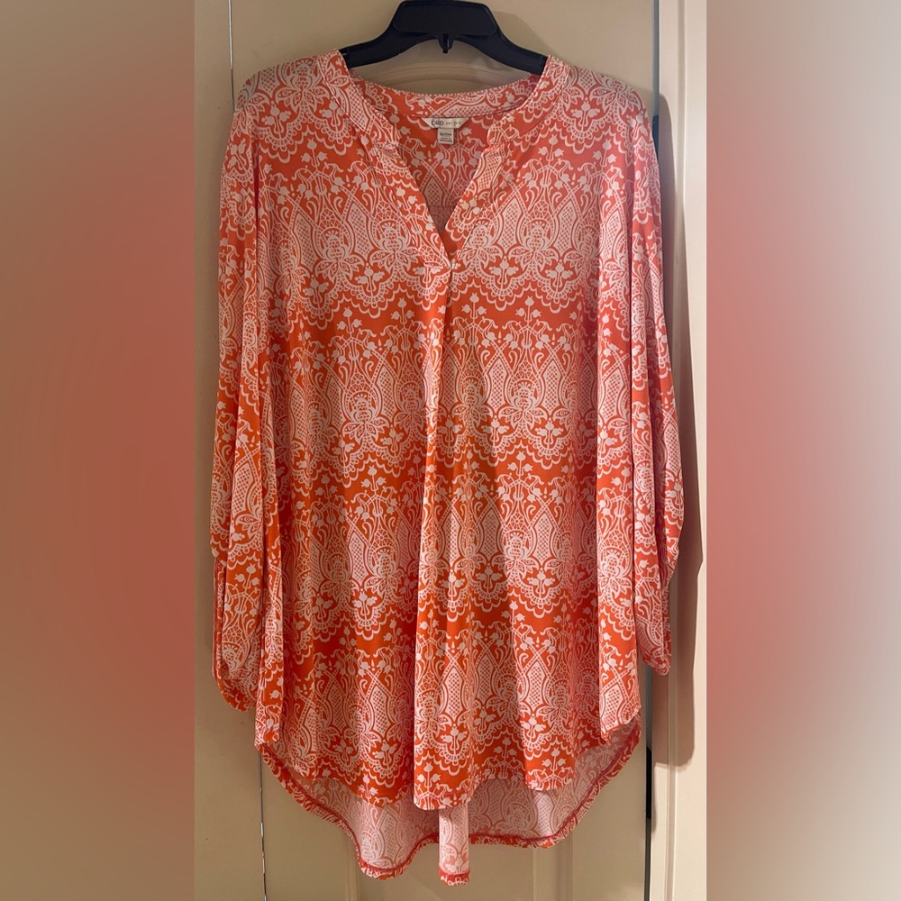 Cato Vibrant Orange and White Blouse 18/20 W